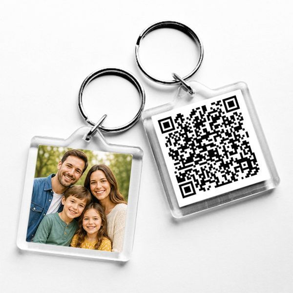 Брелок квадратний з фото та QR кодом #043 фото