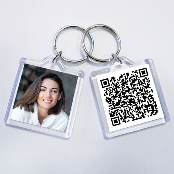 Брелок квадратний з фото та QR кодом #043 фото